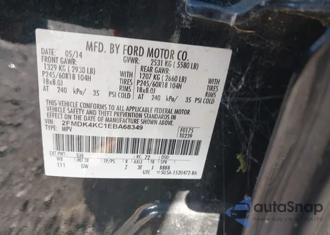 2014 Ford Edge Limited from USA, damaged, VIN 2FMDK4KC1EBA68349